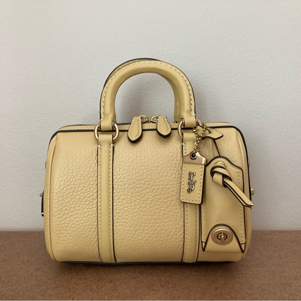Coach mini Ruby satchel in butter yellow pebbled leather